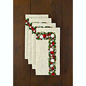 Fabric Textile Products, Inc. Napkin Set, 100% Polyester, Set of 4, 18x18", Textured Christmas Garland Border