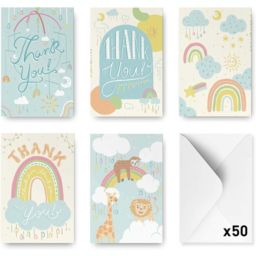 Rileys Baby Shower Thank You Cards Assortment, 50-Count (Classic)