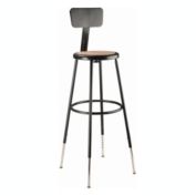 National Public Seating  32"-39" Height Adjustable Heavy Duty Steel Stool with Backrest - Masonite Wood
