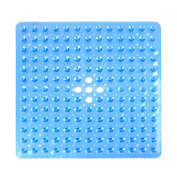Infinity Merch Shower Mat w/ Drain Holes Suction Cups Anti-slip 21x21" Dot Blue
