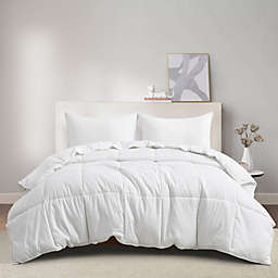Unikome All Season Ultra Soft Embossed Plaid Down Alternative Comforter in White, Twin