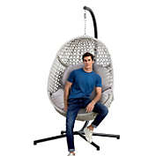 New Space Large Hanging Egg Chair with Stand & UV Resistant Cushion Hammock Chairs
