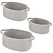 mDesign Casual Woven Cotton Rope Bathroom Basket with Handles, Set of 3