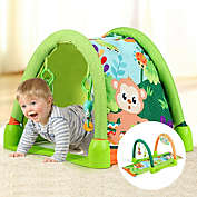 Gymax 4-in-1 Green Activity Play Mat Baby Activity Center w/3 Hanging Toys