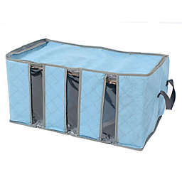 Unique Bargains Foldable Clothes Blanket Storage Organizer, Blue
