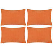 PiccoCasa 4 Pieces Corduroy Corn Striped Throw Pillow Covers, Fleece Decorative Cushion Covers, Soft Sofa Pillowcase for Living Room Bedroom Car, Orange, 12"x18"