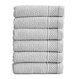 Market & Place Park Avenue Cotton Textured 6-Piece Hand Towel Set in Light Grey