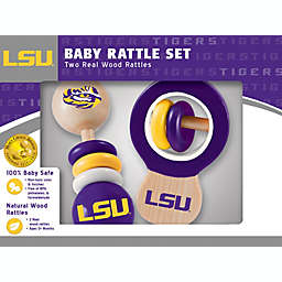 BabyFanatic Wood Rattle 2 Pack - NCAA LSU Tigers - Officially Licensed Baby Toy Set