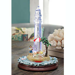 Icy Giftware Set of 2 Clear and Light Blue Umbrella Island Lighthouse Tabletop Decor 11"