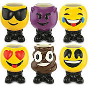 KOVOT Set of 6 Emoji Ceramic Shot Glasses - Each Holds 3 Ounces