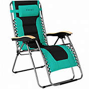 Costway-CA Oversize Folding Adjustable Padded Zero Gravity Lounge Chair-Turquoise