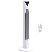 HOMCOM Freestanding Tower Fan Cooling for Bedroom with 3 Speed, 12h Timer, Oscillating, LED Sensor Panel, Remote Controller, White