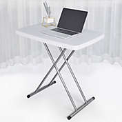 Infinity Merch Folding Card Table Rising Height Adjustable Liftable Desk 14-30" White