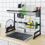 Infinity Merch Kitchen Over Sink Dish Drying Rack 65cm in Black