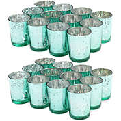 Juvale Light Blue Mercury Glass Candle Holders (2.2 x 2.2 x 2.6 in, 24 Pack)