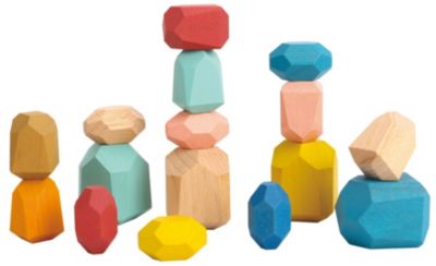 TOOKYLAND Wooden Stacking Stones Toy - 16pcs - Balancing Building Blocks Set for Kids 3 Years +