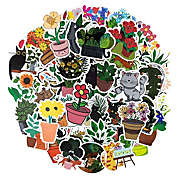 Wrapables Waterproof Vinyl Stickers for Water Bottles, 100pcs, Cats & Plants