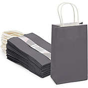 Sparkle and Bash Grey Gift Bags with Handles, Small Size (5 x 9 x 3 in, 25 Pack)