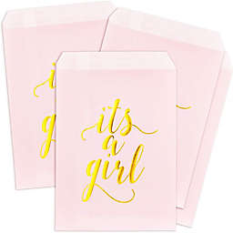 Sparkle and Bash It's a Girl Baby Shower Goodie Bags (5 x 7.5 in,100 Pack)