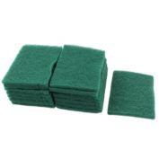 Unique Bargains Scouring Pads, Non-Scratch Scouring Sponge Scrub Pads Kitchen Bowl Dish Wash Clean Scrub Cleaning Pads 15 Pieces Green, Great Grill Cleaner and Cast Iron Scrubber, Washable and Reusable