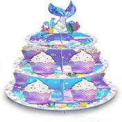 Infinity Merch 3-Tier Round Mermaid Cupcake Stand Dessert Holder Tower