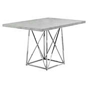 HomeRoots Kitchen 36 x 48 x 31 Grey  Particle Board and Chrome Metal  Dining Table