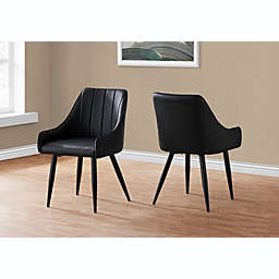 Monarch Specialties Inc   DINING CHAIR - 2PCS / 33"H / BLACK LEATHER-LOOK / BLACK