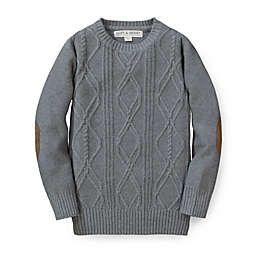 Hope & Henry Boys' Long Sleeve Crew Neck Pullover Sweater, Heather Gray, 18-24 Months