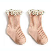 Laurenza&#39;s Girls Pink Floral Frill Socks