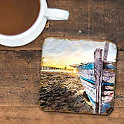 Nature Wonders Beach Boat Coastal Wooden Cork Coasters Gift Set of 4