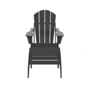 WestinTrends Classic Folding Adirondack Chair With Footrest Ottoman Set, Gray