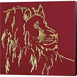 Great Art Now Gilded Lion on Red by Chris Paschke 12-Inch x 12-Inch Canvas Wall Art