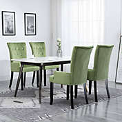 vidaXL Dining Chair with Armrests 4 pcs Light Green Velvet