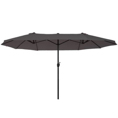 antiek Fraude onderwijzen Outsunny 15ft Patio Umbrella Double-Sided Outdoor Market Extra Large  Umbrella with Crank Handle for Deck, Lawn, Backyard and Pool, Grey | Bed  Bath & Beyond