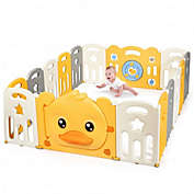 Costway 16-Panel Foldable Baby Playpen with Sound