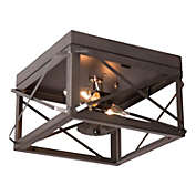 Irvins Country Tinware Irvin&#39;s Country Tinware Double Ceiling Light with Folded Bars in Kettle Black