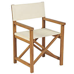 vidaXL 310671  Folding Director's Chair Solid Teak Wood Cream White