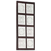 Home Life Boutique Hand-Carved Wall Panel MDF 15.7"x31.5"x0.6" Brown and White