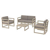 Luxury Commercial Living 4 Piece Taupe Outdoor Patio Lounge Set with Sunbrella Cushion 54.5"