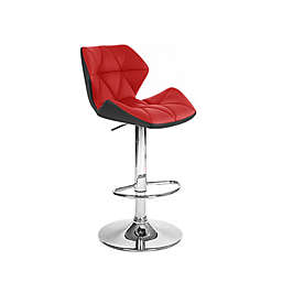 Modern Home Spyder Contemporary Adjustable Barstool - Comfortable Adjusting Height Counter/Bar Stool (White/Red)