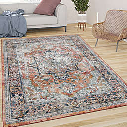 Paco Home Vintage Rug Oriental Design with Ornaments and Border in Red