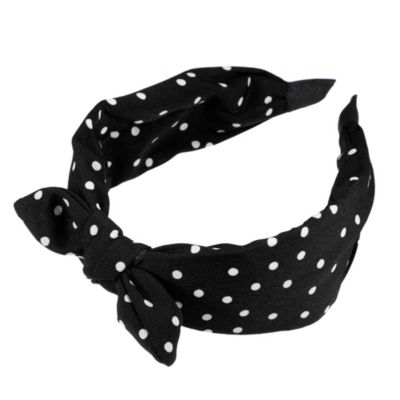 Unique Bargains Hairband for Women Bowknot Headband with Bunny Ears 2.17 Inch Wide 1 Piece Black