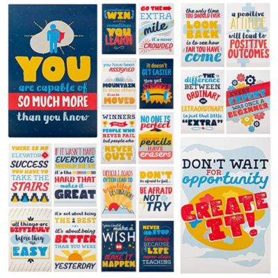 Paper Junkie Motivational Posters for Classroom, Inspirational Teacher Supplies (13 x 19 In, 20 Pack)