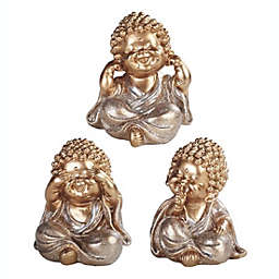 FC Design 3-Piece Gold/Silver Shakyamuni Buddha Hear-No, See-No, Speak-No Evil 3.5