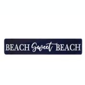 Urban Trends Collection Metal Rectangle Wall Decor with "Beach Sweet Beach" Writing Painted Finish Sky Blue