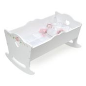 Badger Basket Co. Doll Cradle with Bedding and Free Personalization Kit - White Rose