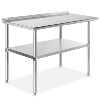 GRIDMANN Stainless Steel Kitchen Prep Table with Backsplash & Under Shelf, NSF Commercial Work Table for Restaurant and Home