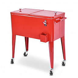 Costway Red Portable Outdoor Patio Cooler Cart