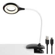 Insten LED Desk Lamp, Bright Table Lamp, Clip-On, Rechargeable, Flex Neck, Touch Control, 3 Brightness Levels, 240 Lumens (Black)