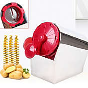 Stock Preferred Manual Spiral Slicer +3 Blades in Silver and Red